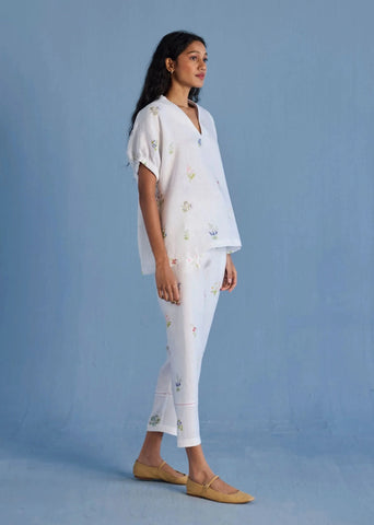 Mihen Elasticated Sleeve Co-Ord Set-White