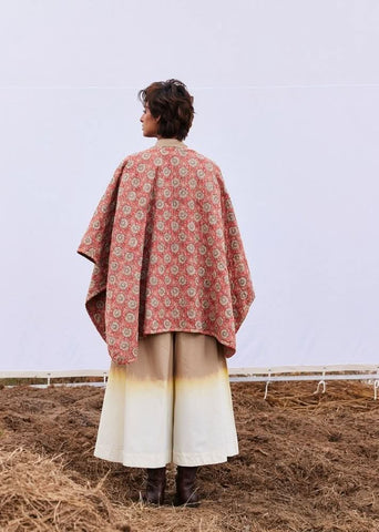 A Model Wearing Multicolor,Pure Cotton Cider Cape curated by Only Ethikal