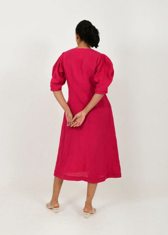 Viva Magenta Linen Bell Dress
