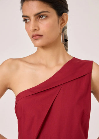 Vidura Red One Shoulder Dress