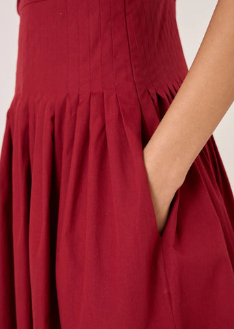 Vidura Red One Shoulder Dress