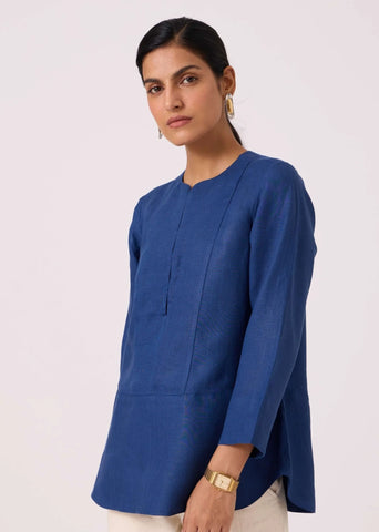 Oceania Blue Linen Top