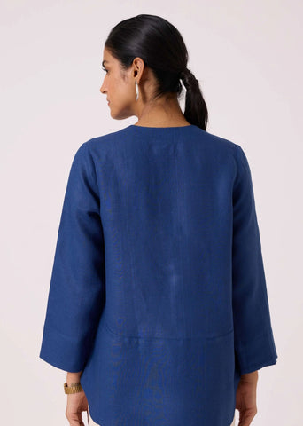 Oceania Blue Linen Top