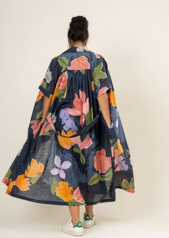 A Model Wearing Multicolor Upcycled Cotton Joan Printed Dress, curated by Only Ethikal