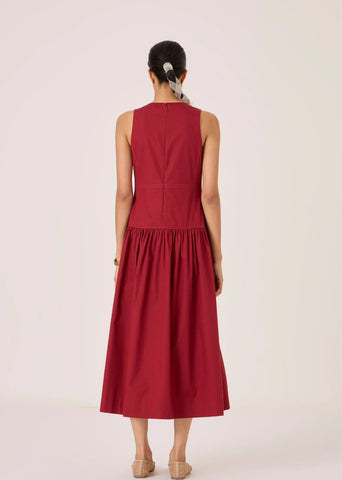 Nuwan Red Quilted Dress