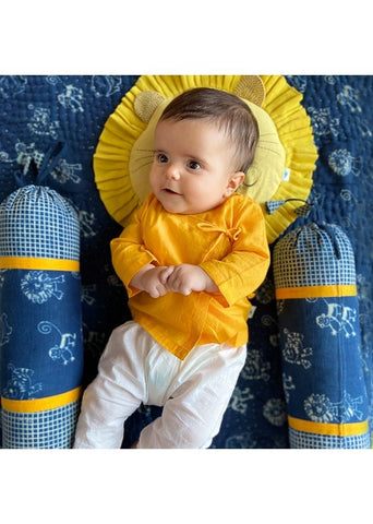 Unisex Organic Yellow Angrakha & White Pants
