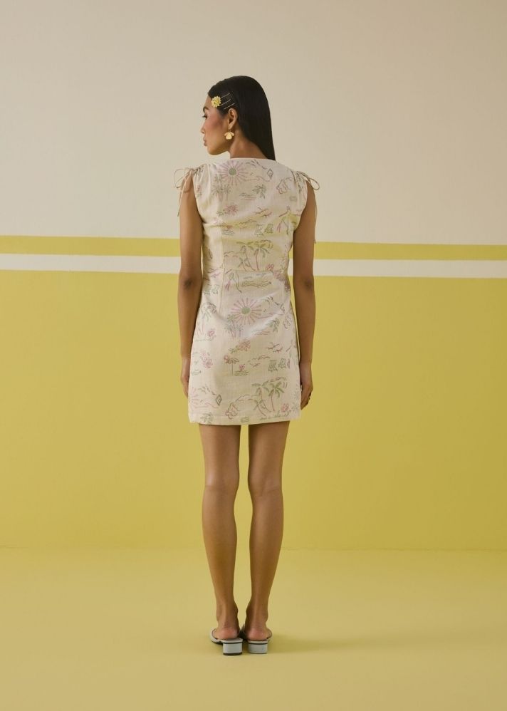A Model Wearing Multicolor Handwoven Organic Cotton Shine Bright Fitted Dress , curated by Only Ethikal