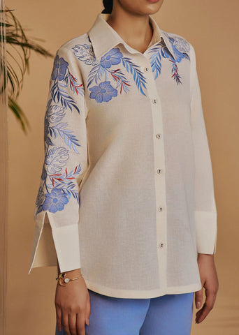 Origani Ivory Blue Flora Co-Ord Set