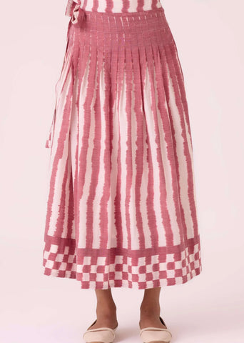 Levin Rhubarb Striped Ikat Skirt