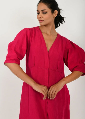 Viva Magenta Linen Bell Dress