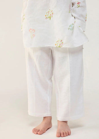 Kids Jay Forever Linen Kurta Set- White