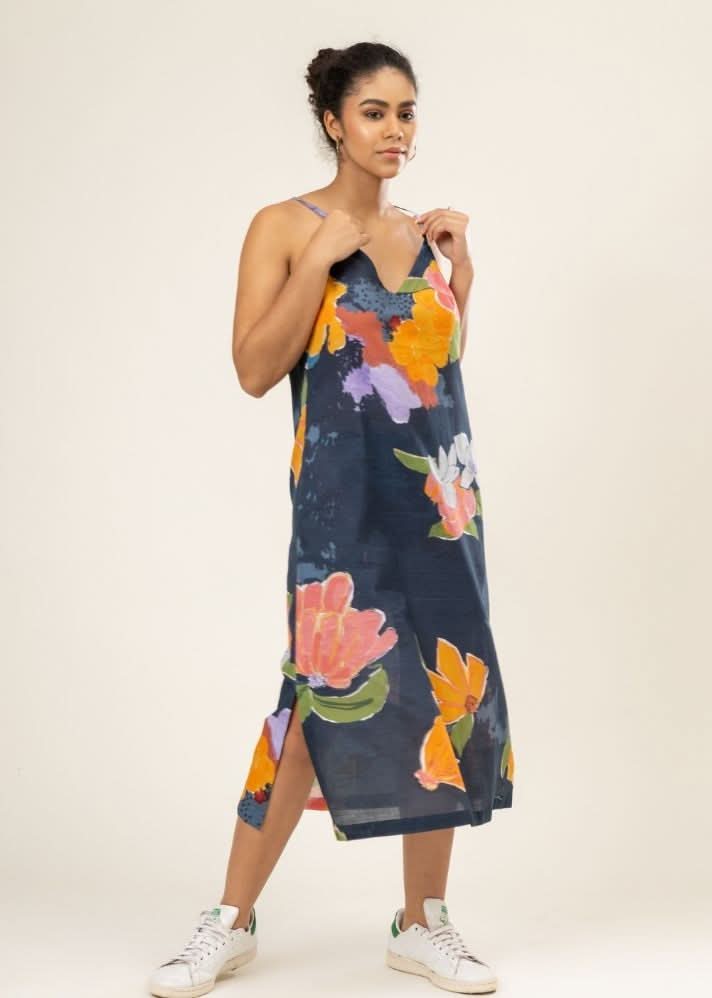 A Model Wearing Multicolor Upcycled Cotton Claire Slip Dress, curated by Only Ethikal