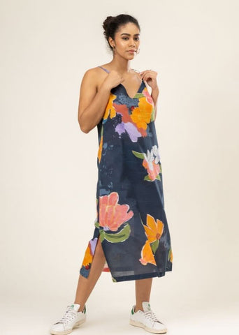 A Model Wearing Multicolor Upcycled Cotton Claire Slip Dress, curated by Only Ethikal