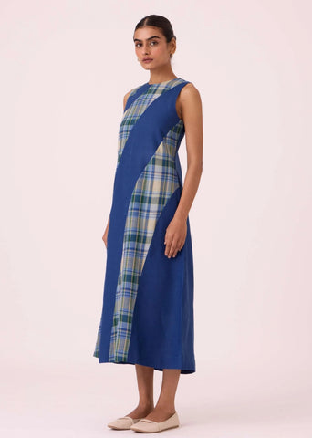 Waltz Blue Linen Panelled Dress