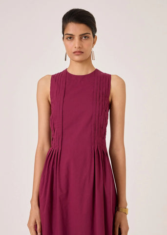 Indika Burgundy Pleated Dress
