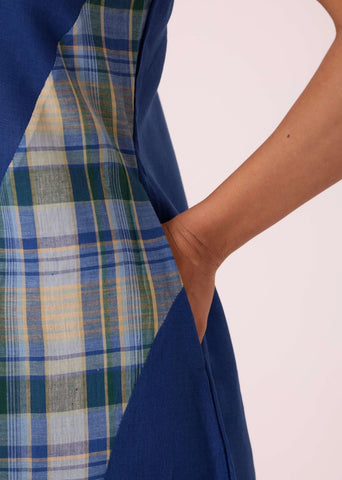 Waltz Blue Linen Panelled Dress