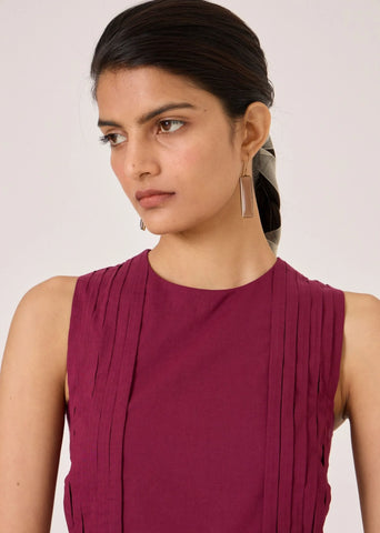 Indika Burgundy Pleated Dress