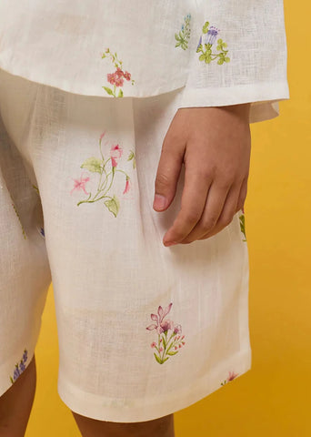 Kids Kimi Timeless Linen Shorts- White