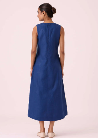 Waltz Blue Linen Panelled Dress