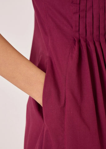 Indika Burgundy Pleated Dress