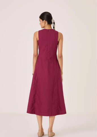 Indika Burgundy Pleated Dress