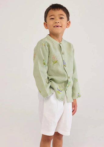 Kids Kei Timeless Linen Shorts- White