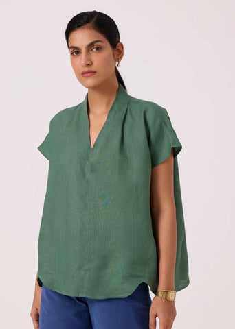 Orion Green Linen Top