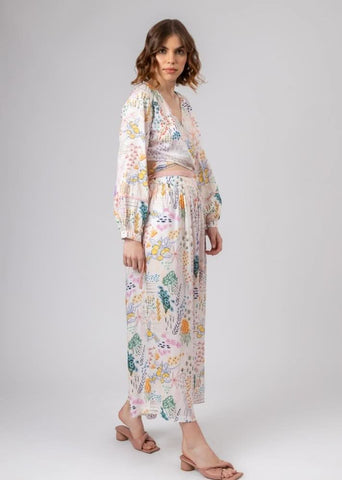 A Model Wearing Multicolor Upcycled Cotton Ana Wrap Set, curated by Only Ethikal