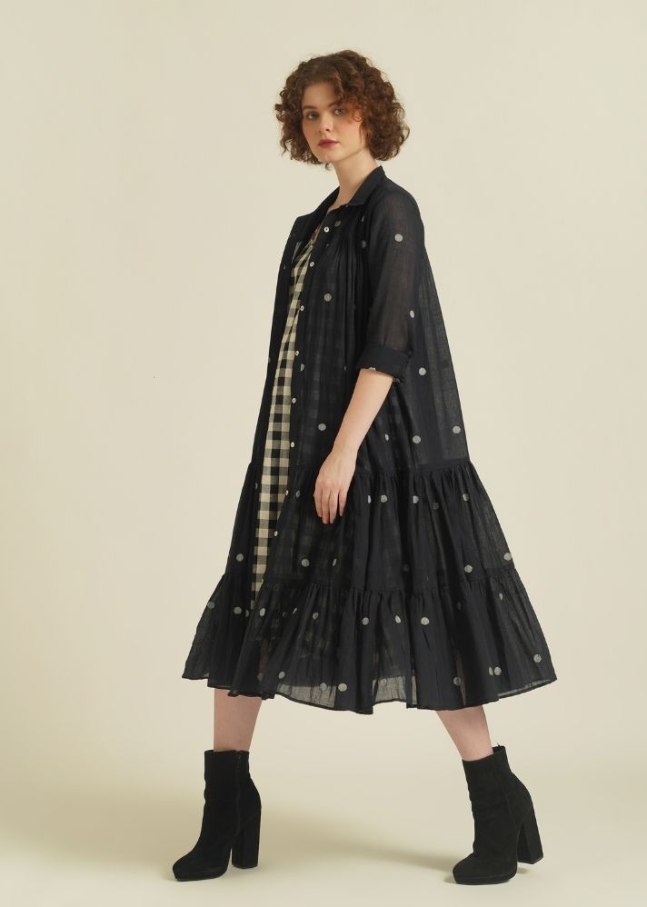 A Model Wearing Multicolor Pure Cotton Royale V, curated by Only Ethikal