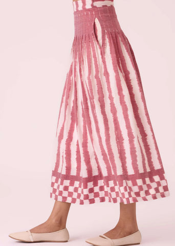 Levin Rhubarb Striped Ikat Skirt
