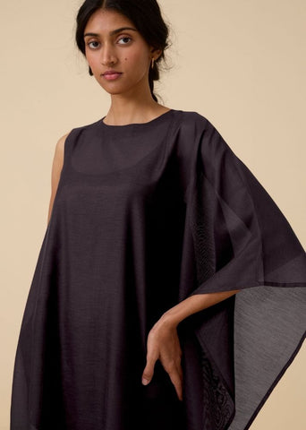 A Model Wearing Black Cotton silk Sansa Black Dress , curated by Only Ethikal