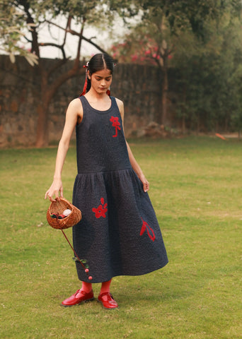 A Model Wearing Multicolor Cotton Bell Quilted Dress, curated by Only Ethikal