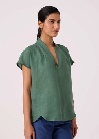 Orion Green Linen Top