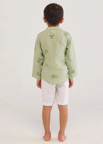 Kids Kei Timeless Linen Shorts- White