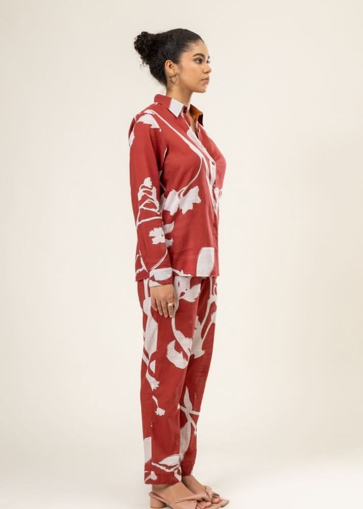 A Model Wearing Multicolor Upcycled Cotton Neal Printed Set, curated by Only Ethikal
