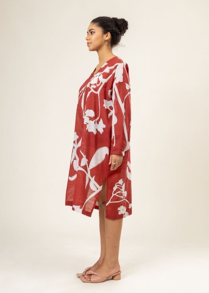 A Model Wearing Multicolor Upcycled Cotton Helen Kaftan, curated by Only Ethikal