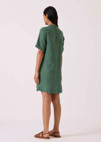 Tula Green Linen Shift Dress