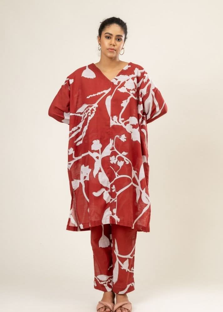 A Model Wearing Multicolor Upcycled Cotton Helen Kaftan Set, curated by Only Ethikal
