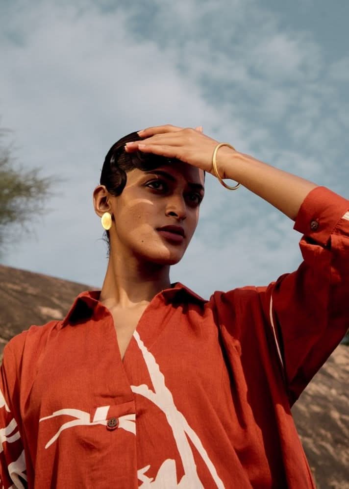 A Model Wearing White Pure Cotton Blue Jay Top curated by Only Ethikal