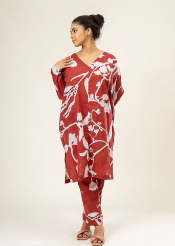 A Model Wearing Multicolor Upcycled Cotton Helen Kaftan Set, curated by Only Ethikal