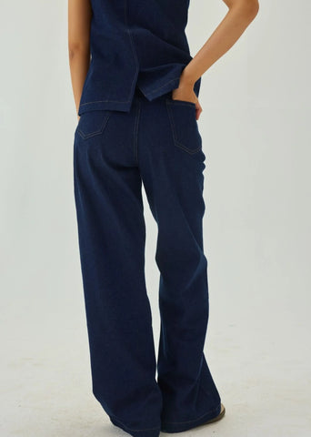 Denim High Waist Wide-Leg Pants