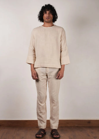 Men'S Crush Cotton Cream Pants