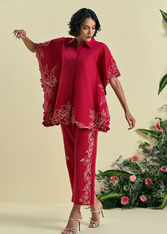 Red Jardin Kaftan Set