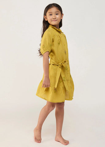 Kids Sia Floral Dress- Ochre