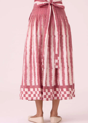 Levin Rhubarb Striped Ikat Skirt