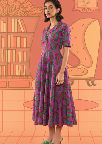 A Model Wearing Purple  Cotton Haku Shirt Dress, curated by Only Ethikal