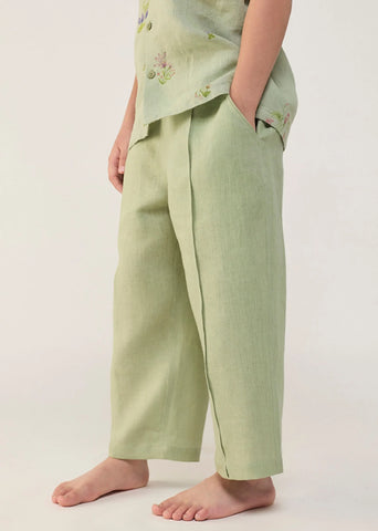 Kids Neo Timeless Linen Pants- Mint