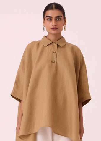 Liberty Tan Linen Cape Top