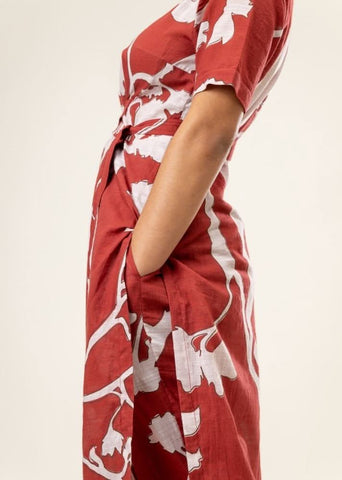 A Model Wearing Multicolor Upcycled Cotton Sue Printed Dress, curated by Only Ethikal