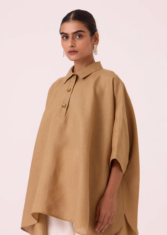 Liberty Tan Linen Cape Top
